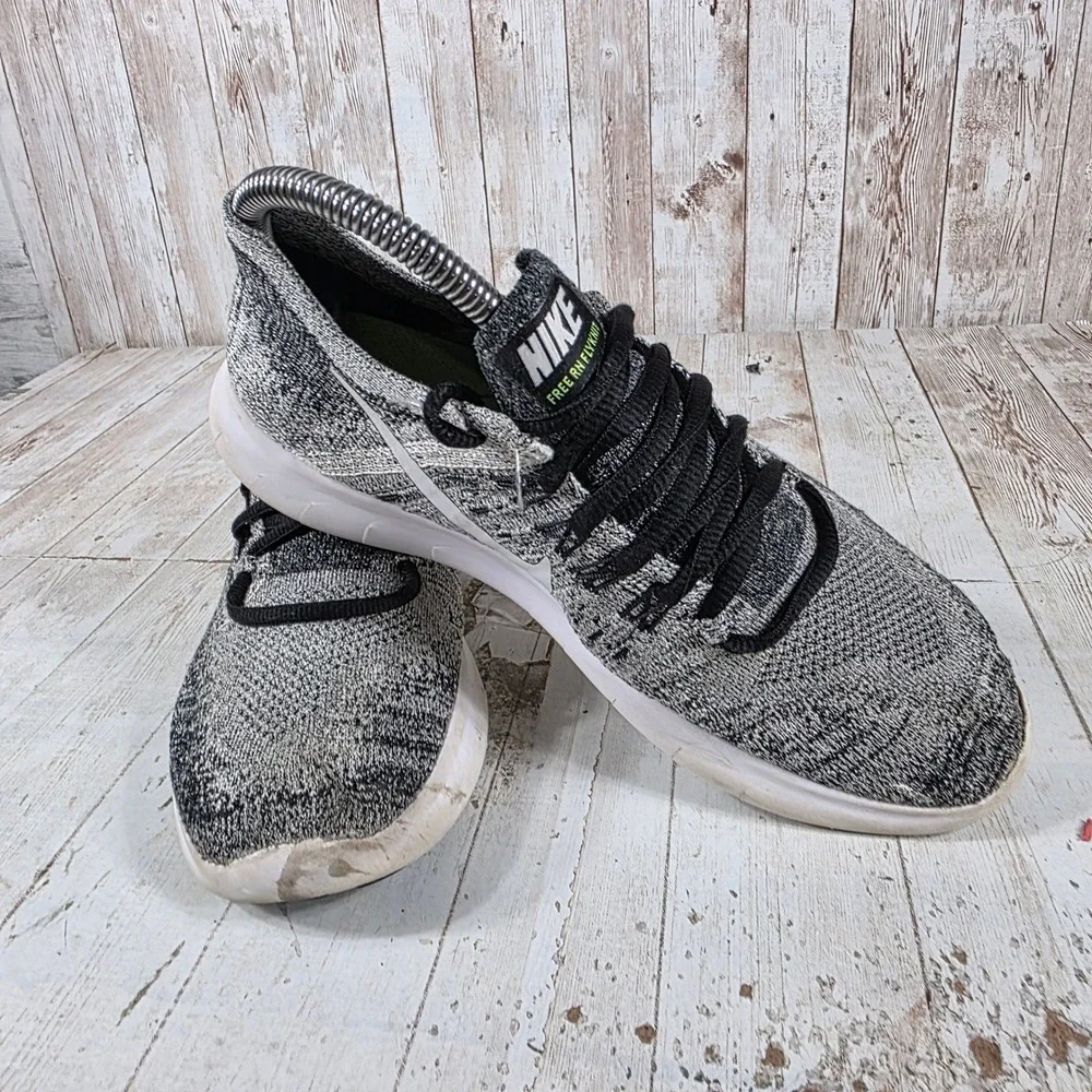 Nike Free RN Flyknit 2017 Womens Running Shoes Black White 880844-003 Size 7